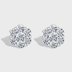LUXURIANT DIAMOND- SGL zertifizierte VS Labor Diamant Ohrringe, 925 Silber platiniert - 1 ct.