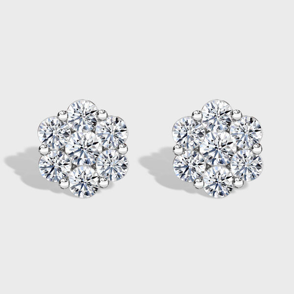 LUXURIANT 1 ct. SGL zertifizierte VS Labor Diamant Ohrringe, 925 Silber platiniert image number 0
