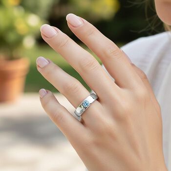 LUXURIANT DIAMOND - Lab Grown Blauer Diamant VS Ring 925 Silber Rhodiniert (Gr&ouml;&szlig;e 19.00) ca. 0.25 ct