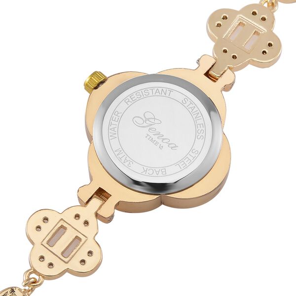 Weißer Kristall, Weißer Zirkonia Uhren Std Gelb image number 5