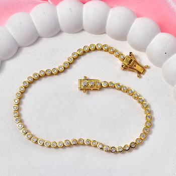 LUXURIANT DIAMOND - Lab Grown Diamant SI-GH SGL zertifiziert  Armband ca. 19 cm 925 Silber 750 Gelbgold vermeil (10-15 Werktage Lieferzeit) ca. 2.00 ct