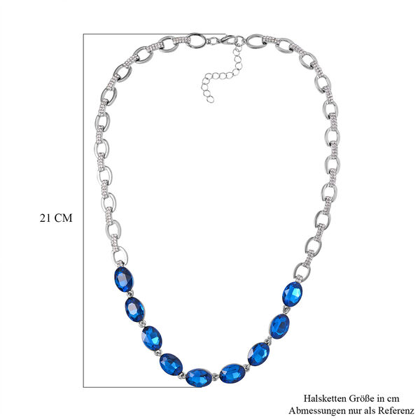 Blauer Kristall, Wei&szlig;er Kristall Halskette ca. 50 cm image number 4