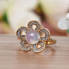 Natürlicher, äthiopischer Opal und floraler Zirkon-Ring in Silber image number 1
