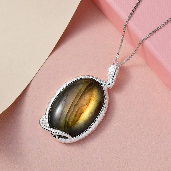 Labradorit-Anh&auml;nger mit Kette - 33,88 ct. image number 3