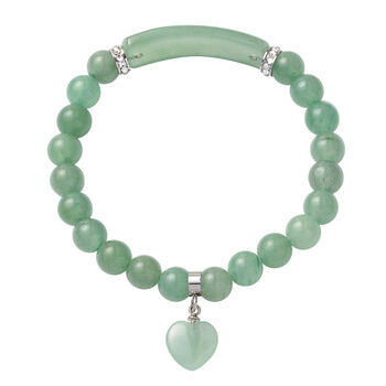 Gr&uuml;nes Aventurin-Armband, 18 cm, Edelstahl ca. 88,51 ct