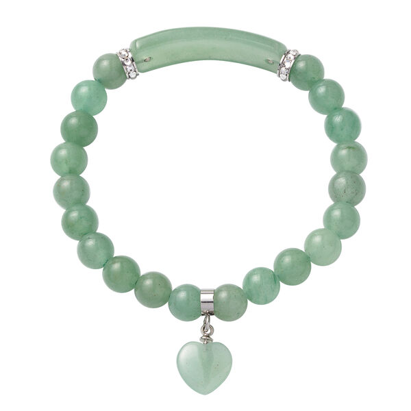 Gr&uuml;nes Aventurin-Armband, 18 cm, Edelstahl ca. 88,51 ct