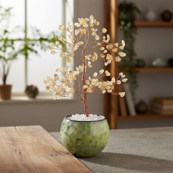" 168pcs beads Gemstone tree,  Size about : 18cm tall, ceramic bowl:7x7x6cm, Weight about: 357g, Material: Stone+ ceramic Color: Citrine, Yellow "