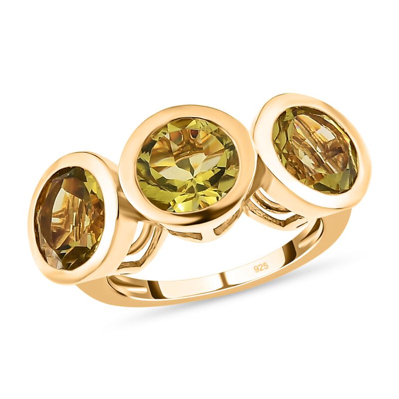 Ouro Verde-Quarz Ring, 925 Silber vergoldet, (Größe 16.00) ca 