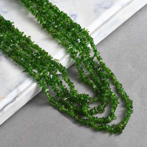 Nat&uuml;rliche Chromdiopsid mehrreihige Halskette, ca. 56 cm + 5 cm Extender 925 Silber rhodiniert ca. 200.00 ct image number 1