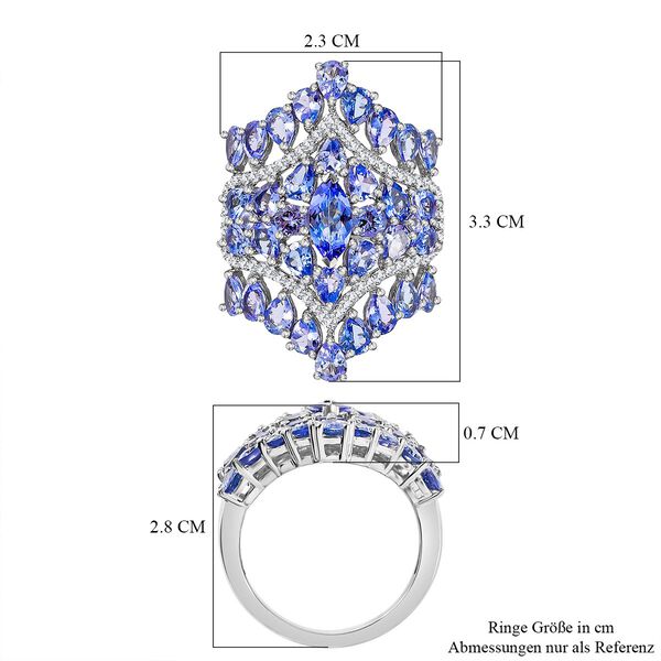 Tansanit Ring 925 Silber rhodiniert (Größe 18.00) ca. 6,16 ct image number 7