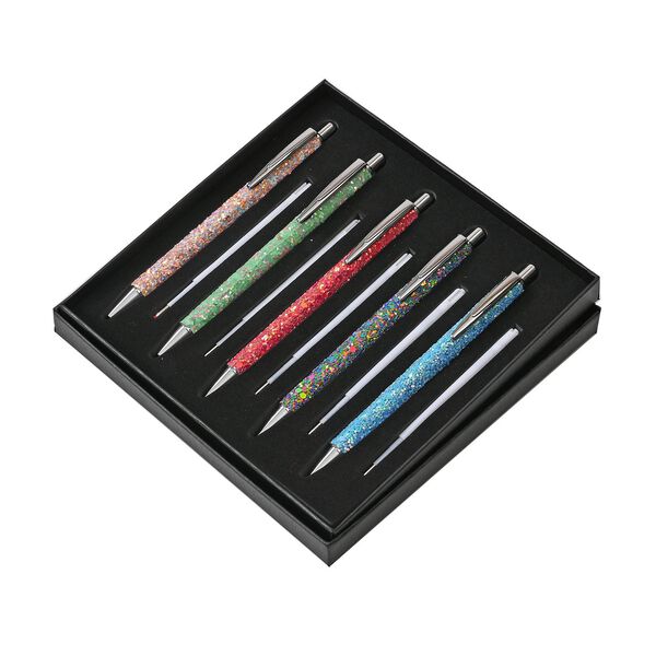 Glitzer-Kugelschreiber Set, 5er-Pack, Mehrfarbig, inkl. 5 Ersatzminen image number 8