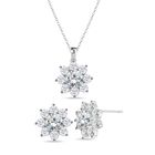 3er Set - Weißer Zirkonia Anhänger mit Kette mit Ohrringe Schmuckset