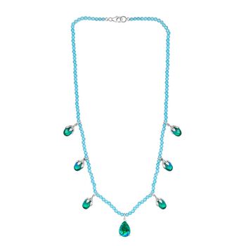 Pfau Triplett Quarz und blaue Apatit Halskette, 45 cm - 52,66 ct.