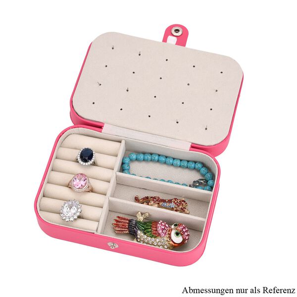 Schmuckbox aus PU-Leder in Pink mit Druckknopfverschluss, 16,5x11,5x5,5cm, inkl. 10 Silberputztücher image number 5