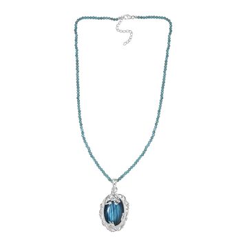 AAA Labradorit und Apatit Halskette, 45 cm - 89,63 ct.