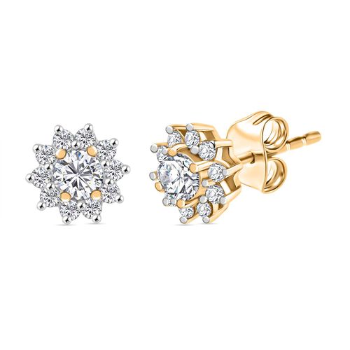 LUXURIANT DIAMOND- SI Labor Diamant Halo Ohrringe, 925 Silber 750 Gelbgold Vermeil - 0,50 ct. image number 0