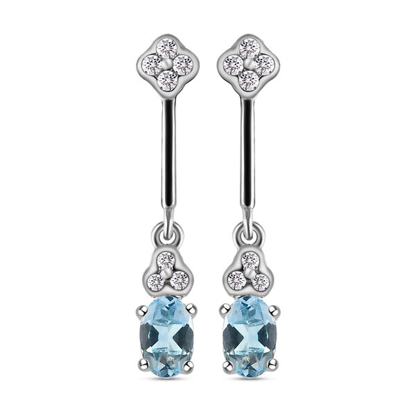 Espirito Santo Aquamarin und wei&szlig;e Zirkon-Ohrringe, 925 Silber platiniert ca. 1,16 ct