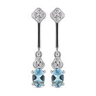 Espirito Santo Aquamarin und weiße Zirkon-Ohrringe, 925 Silber platiniert ca. 1,16 ct
