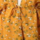 Kimono mit Gürtel, Blumenmuster, Senfgelb, Einheitsgröße image number 3