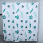 Duschvorhang mit 12 Haken und Ginko Blattmuster, 180x180 cm, Grün und Weiß image number 0