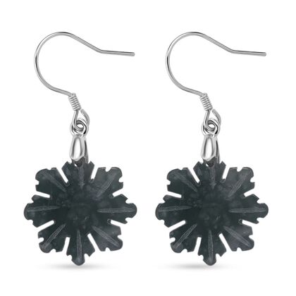 D'Joy Nat&uuml;rlicher Olmek Jadeit Geschnitzte Schneeflocke Ohrringe 925 Silber rhodiniert ca. 20.00 ct