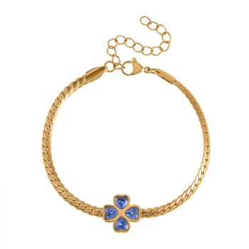 2er Set - Blauer Kristall Armband und Ohrringe, Reiner Edelstahl vergoldet
