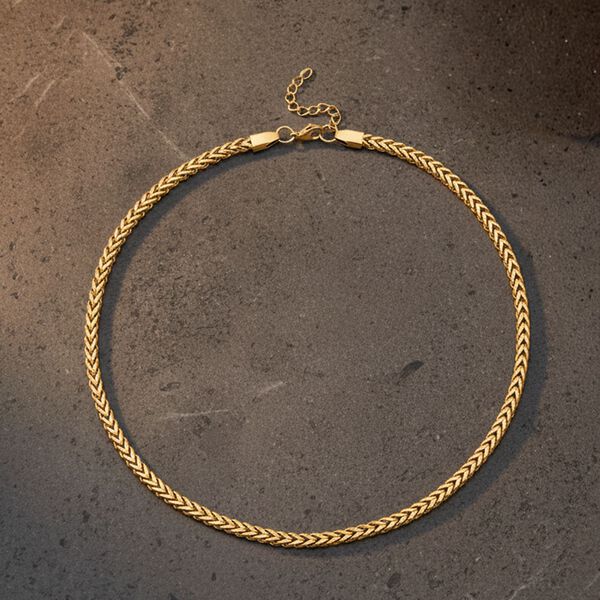 DESIGNER INSPIRIERT 3D Spiga Collier, ca. 50 cm, 316L Edelstahl -goldfarben image number 2