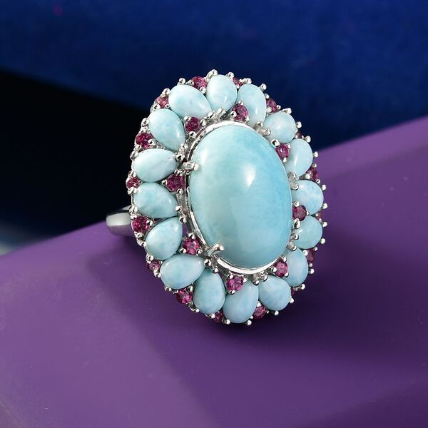 D’Joy AA Larimar und Rhodolith Granat Ring - 22,54 ct. image number 2