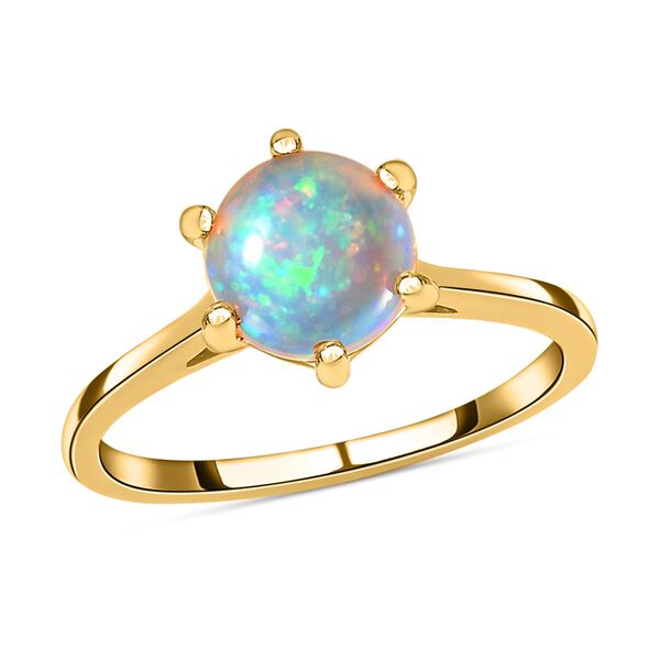 Nat&uuml;rlicher, &auml;thiopischer Welo Opal Ring, 925 Silber vergoldet (Gr&ouml;&szlig;e 18.00) ca. 0,85 ct image number 4