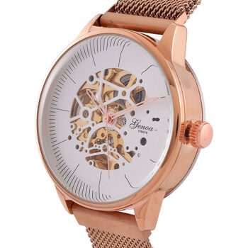 GENOA Automatik Mechanische Uhr mit Sonnenschein-Hohlzifferblatt und Automatischem Uhrwerk, rosefarben