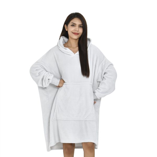 Flauschiger Flanell Hoodie mit gro&szlig;er Tasche, hellgrau image number 3