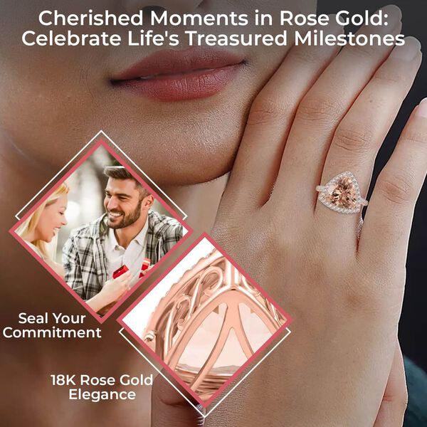 ILIANA zertifiziert und geprüft AAA Morganit und SI-GH Diamant Ring in 750 Roségold - 5,75 ct. image number 2