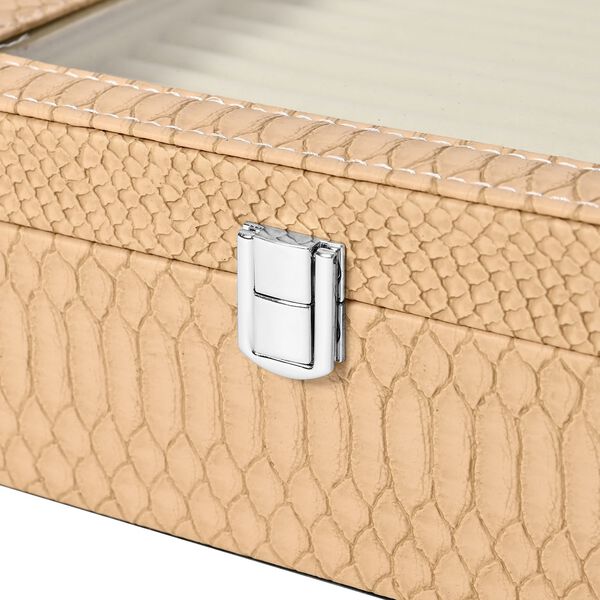 2-lagige Schlangenhaut-Design Ringkaste für 300 Ringe 30.5x27x8.5cm, Beige image number 6