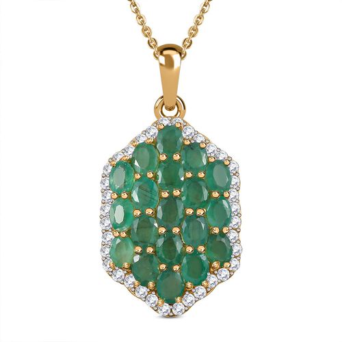 Kagem sambischer Smaragd und Zirkon-Anhänger und Kette, 50 cm - 3,24 ct. image number 0