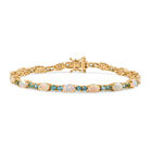D Joy AA Natürlicher, äthiopischer Welo Opal, Betroka Blauer Apatit Armband ca. 20 cm 925 Silber 750 Gelbgold Vermeil (10-15 Werktage Lieferzeit) ca. 8.29 ct