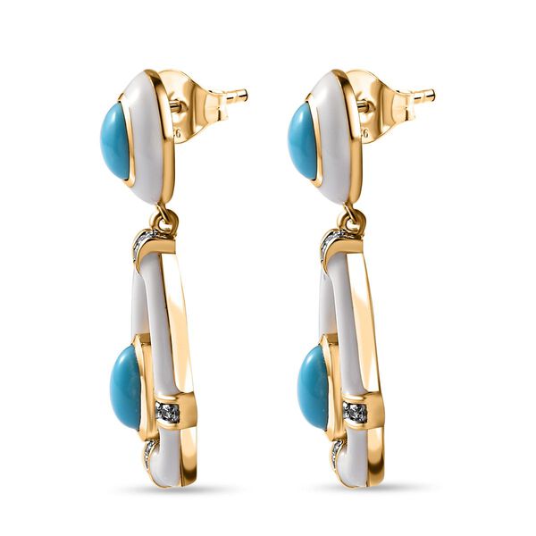 Amerikanische nat&uuml;rliche, AA Sleeping Beauty T&uuml;rkis Ohrringe 925 Silber Gelbgold Vermeil ca. 2.57 ct image number 4