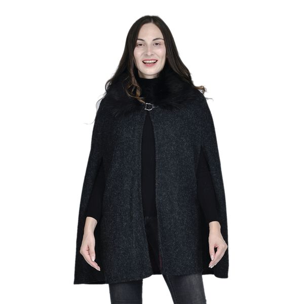 TAMSY - Kunstfell Cape, Einheitsgr&ouml;&szlig;e Schwarz