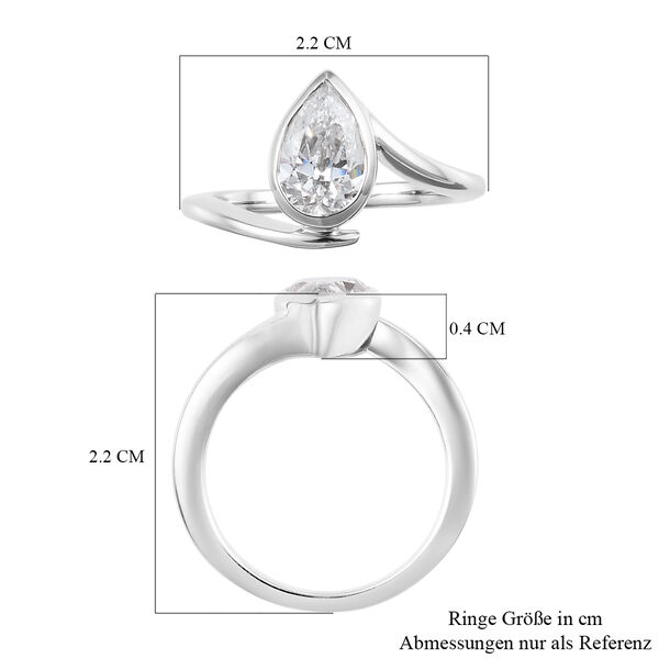 LUSTRO STELLA - feinster Zirkonia Bypass-Ring, 925 Silber platiniert image number 7