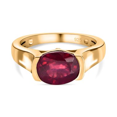 Afrikanischer Rubin (Fissure gefüllt) Ring, 925 Silber Gelbgold Vermeil (Größe 17.00) ca. 2.56 ct