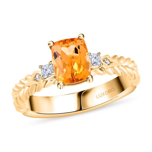 LUXORO zertifiziert und geprüft AAA kaiserlicher Topas und Diamant Ring in 417 Gold - 2 ct. image number 0