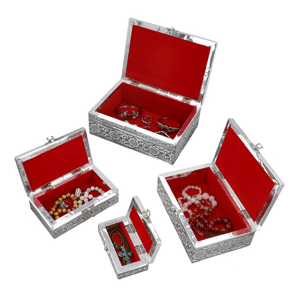 4-teiliges Set handgefertigter Aluminiumboxen mit Kolibri-Motiv, Gr&ouml;&szlig;en von 24x17x9 cm bis 13x6,5x3 cm image number 7