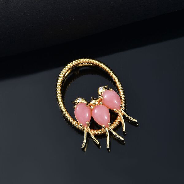 AA Vinicunca-Peruanischer-Opal,, Weißer Zirkon Anhänger 925 Silber 750 Gelb Vergoldet ca. 2,13 ct. image number 1