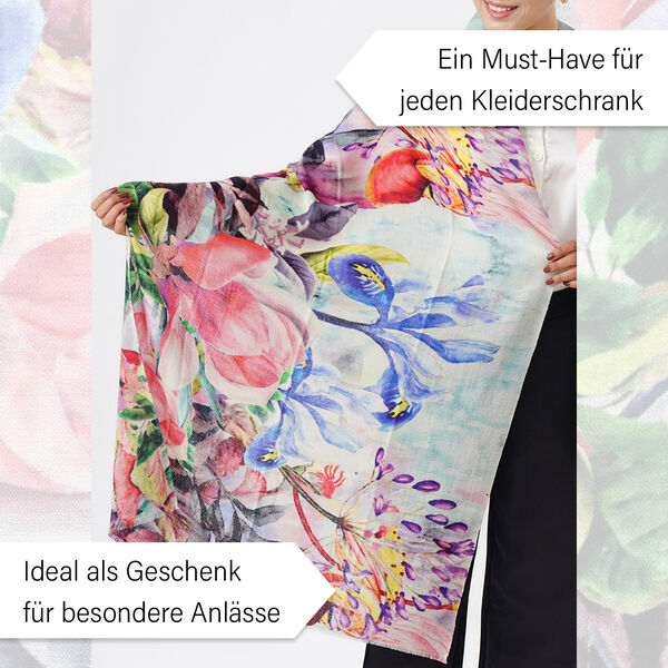 LA MAREY Schal aus 100% Premium-Kaschmir mit Digitaldruck, 70x200cm, Rosa Tulpen image number 3