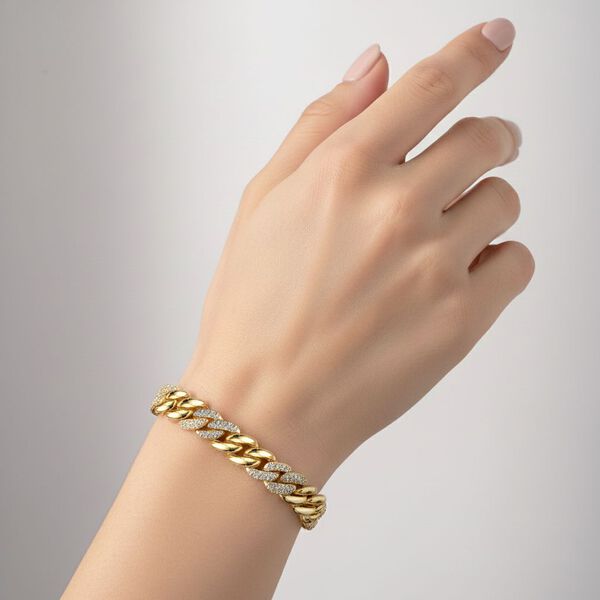 Wei&szlig;er Zirkonia Armband ca. 18.5 cm Nickelfreies Messing image number 3