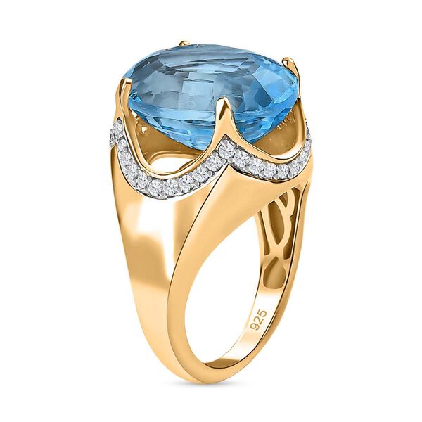 Himmelblauer Topas und Zirkon-Ring - 12,54 ct. image number 4
