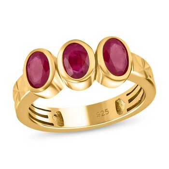 Afrikanischer Rubin (Fissure gef&uuml;llt) Ring, 925 Silber Gelbgold Vermeil (Gr&ouml;&szlig;e 20.00) ca. 1.92 ct