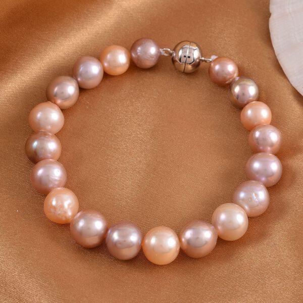 Mehrfarbiges Edison Perlen Armband, (8-11mm), ca. 20 cm, 925 Silber rhodiniert image number 2