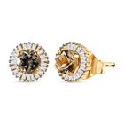 AAA Turkizit (Diaspore) und weiße Diamant Ohrstecker, 925 Silber Gelbgold Vermeil ca. 1.44 ct