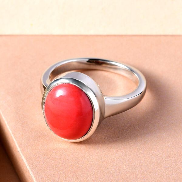 Oregon Pfirsich Opal-Solit&auml;r-Ring, 925 Silber platiniert, 3,45 ct image number 2