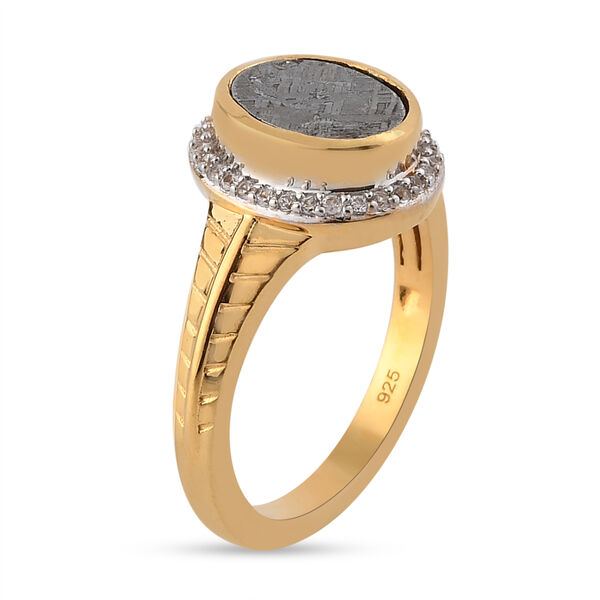 Meteorit und Zirkon Ring 925 Silber vergoldet  ca. 4,80 ct image number 5